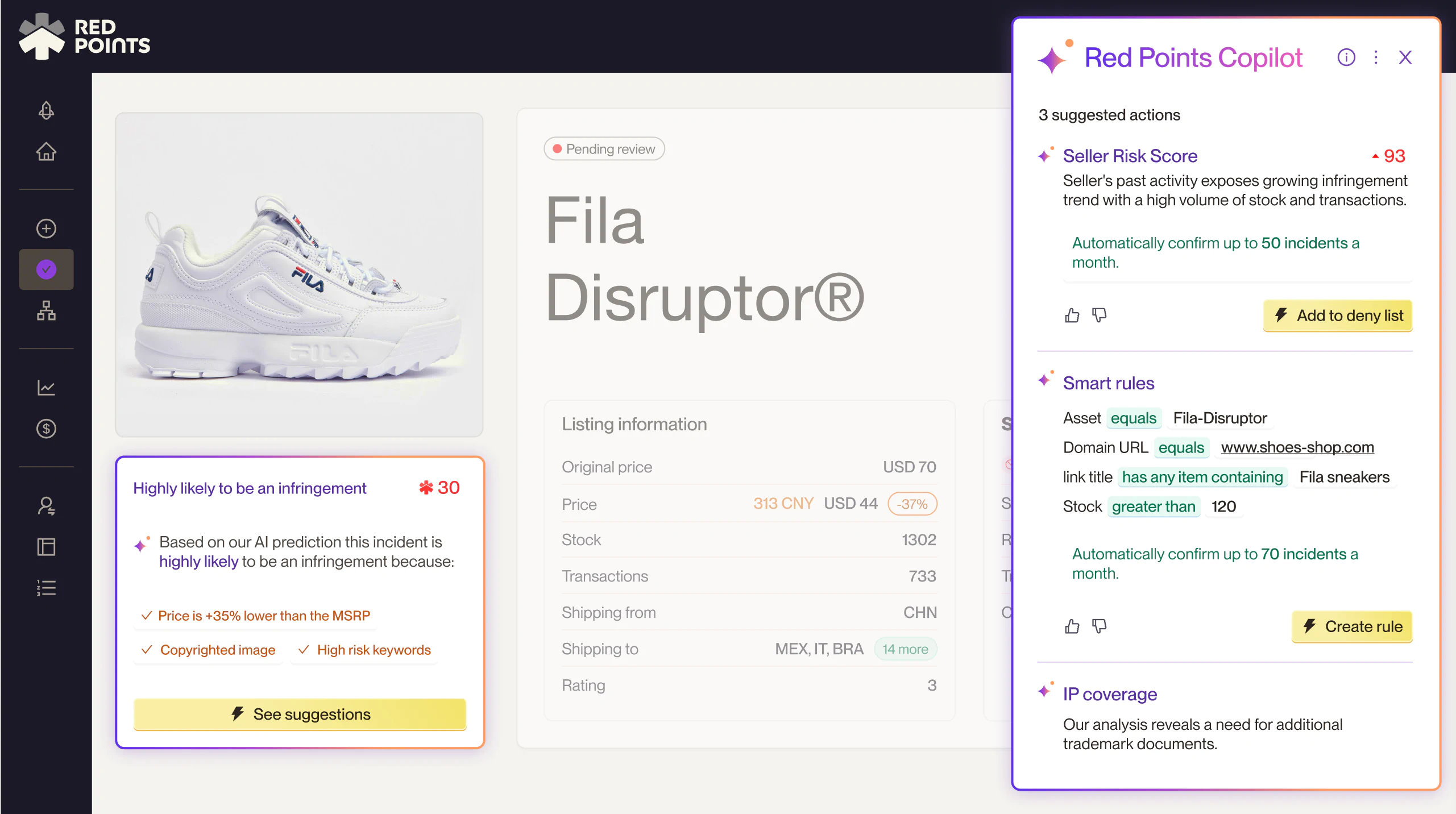 Red Points Copilot AI assistant product screenshot